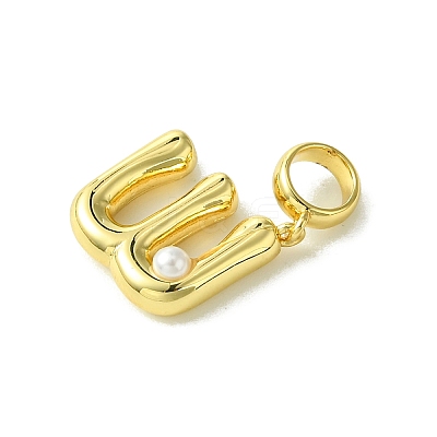 Rack Plating Brass with ABS Plastic Pearl European Dangle Charms KK-G501-02W-G-1