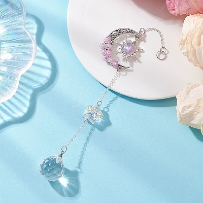 Glass & Acrylic Round Hanging Suncatchers HJEW-JM04646-1
