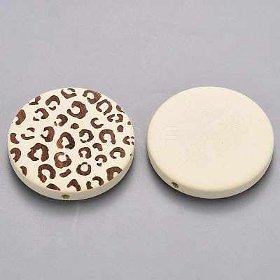 Painted Natural Wood Beads X-WOOD-N006-07E-1