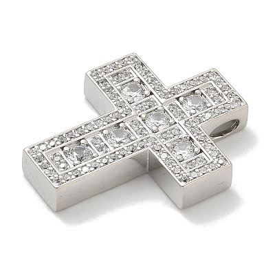 Rack Plating Brass Micro Pave Cubic Zirconia Pendants KK-L224-063P-1