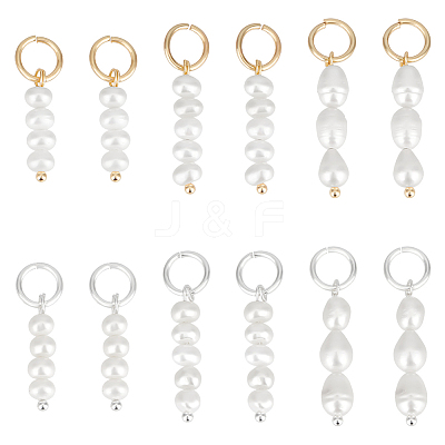 12Pcs 6 Styles Natural Cultured Freshwater Pearl Pendants PALLOY-PH01749-1