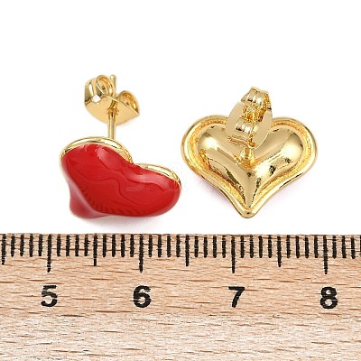 Brass Heart Stud Earrings EJEW-C152-05C-1