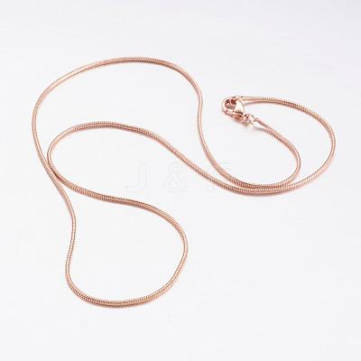 Brass Round Snake Chain Necklaces MAK-L009-08RG-1