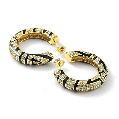 Rack Plating Brass Micro Pave Cubic Zirconia Stud Earrings KK-Z038-26G-1
