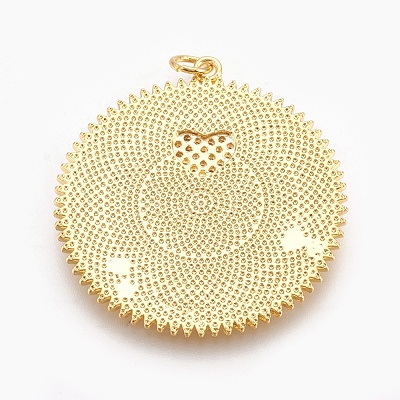 Brass Micro Pave Cubic Zirconia Pendants X-ZIRC-O026-25G-NR-1