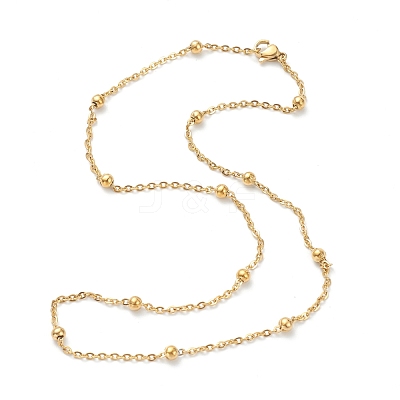 PVD Vacuum Plating 304 Stainless Steel Cable Chain Necklaces NJEW-I248-16G-1
