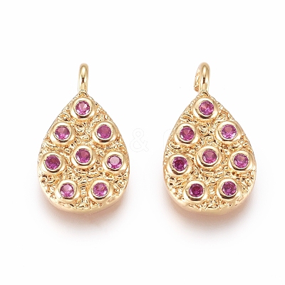 Brass Micro Pave Cubic Zirconia Pendants X-KK-D156-07G-B-1