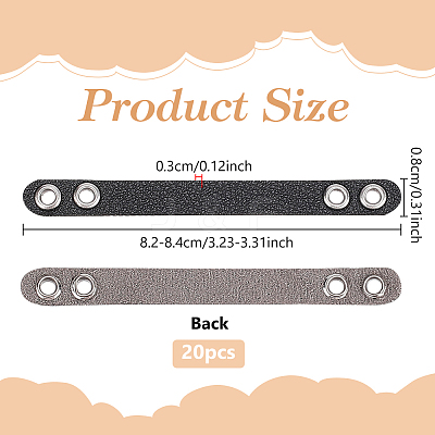 20Pcs Imitation Leather Bag Webbing Straps with Silver Color Plated Metal Eyelets for Bag Accessories DIY-NB0016-35A-1