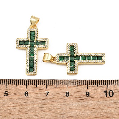Brass Micro Pave Cubic Zirconia Pendants CU-CBADC6C-11G-06-1