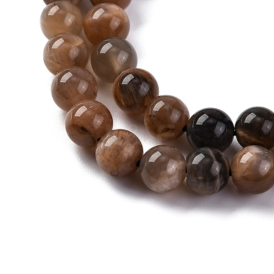 Natural Black Moonstone Beads Strands G-A219-A01-02-1