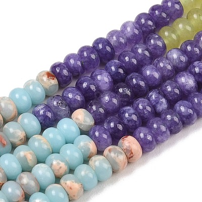 Dyed Natural White Jade & Synthetic Shoushan Stone Beads Strands G-Z135-C12-1