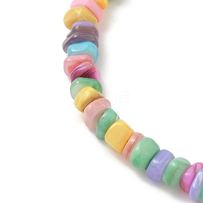 Natural Dyed Freshwater Shell Colorful Nuggets Beaded Anklets for Women AJEW-AN00717-1