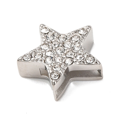 304 Stainless Steel Rhinestone Slide Charms STAS-P421-04C-P-1