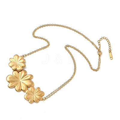 Triple Flower 304 Stainless Steel Bib Necklaces for Women NJEW-G173-03G-1