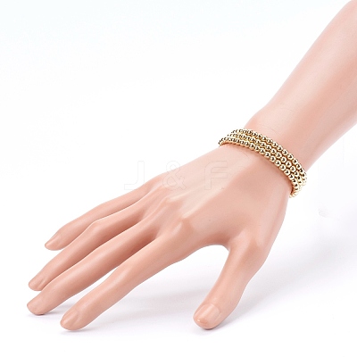 Round Brass Beaded Stretch Bracelets BJEW-JB05983-1