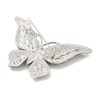 Butterfly Platinum Zinc Alloy Rhinestone Brooches JEWB-R051-01P-02-1