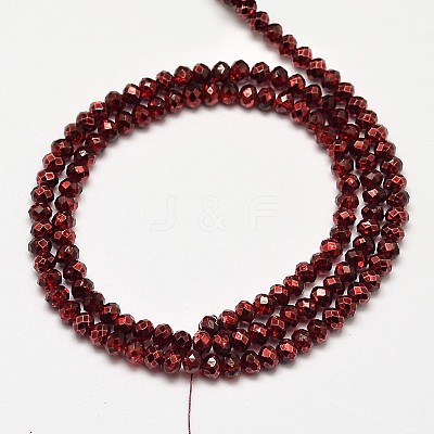 Faceted Rondelle Transparent Painted Glass Beads Strands DGLA-J001-C04-4mm-1