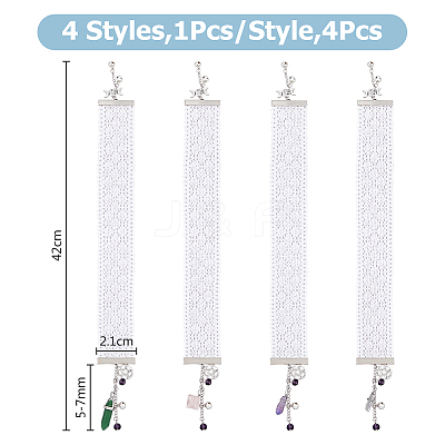 4Pcs 4 Styles Flat Cotton Lace Bookmarks AJEW-FI00001-1