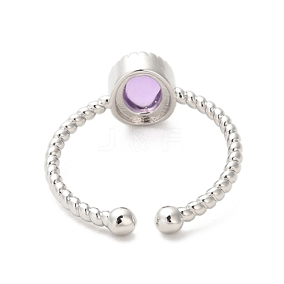 Natural Amethyst Open Cuff Ring RJEW-M166-04P-C-1