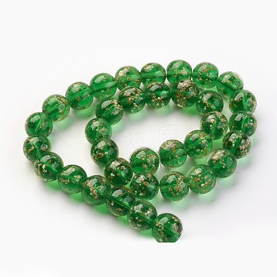 Handmade Gold Sand Lampwork Beads Strands LAMP-P051-L01-12mm-1