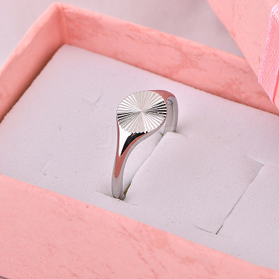 Flat Round 304 Stainless Steel Finger Rings FS-WG268FC-08-1