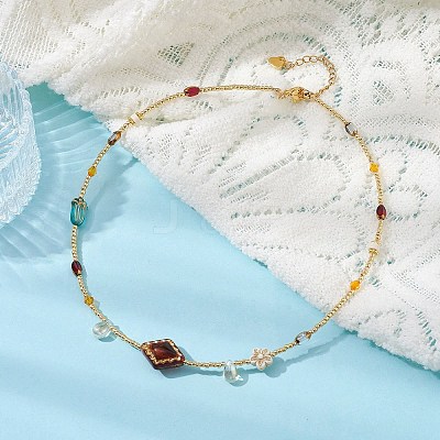 Glass Seed & Acrylic Beaded Necklaces NJEW-JN04469-1