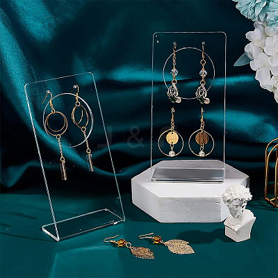 Transparent Acrylic Earring Display Stands EDIS-WH0012-17-1