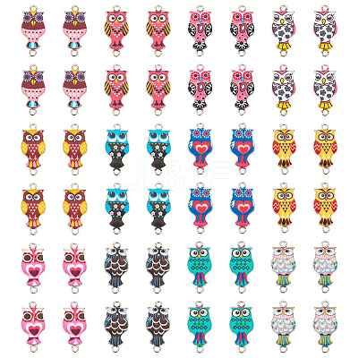 48Pcs 12 Colors Alloy Enamel Connector Charms FIND-TA0002-26-1
