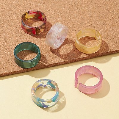 Resin Wide Band Cuff Ring RJEW-FS0001-07-1