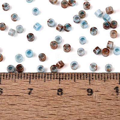 Opaque Picasso Cylinder Glass Beads SEED-Q039-06A-12-1