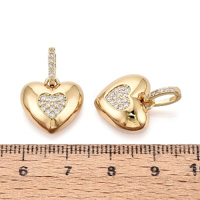Valentine's Day Brass Micro Pave Clear Cubic Zirconia Pendants KK-T080-54G-1