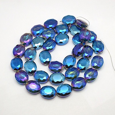 Faceted Electroplate Crystal Glass Oval Beads Strands EGLA-F059B-05-1