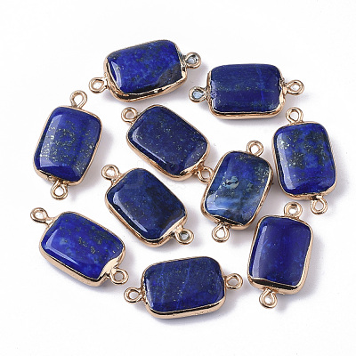 Edge Golden Plated Natural Lapis Lazuli Links connectors G-S359-034A-1