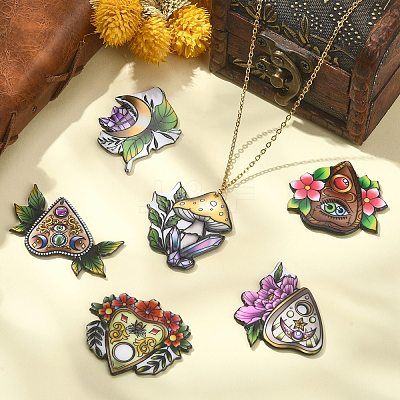 12Pcs 6 Style Acrylic Pendants MACR-CJ0001-68-1