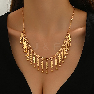 Iron Elegant Long Round Beaded Tassel Bib Necklaces for Women Party and Special Occasions WL5134-1