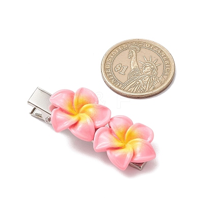2Pcs 2 Colors Plumeria Flower Iron Flat Alligator Hair Clips PHAR-JH00131-1