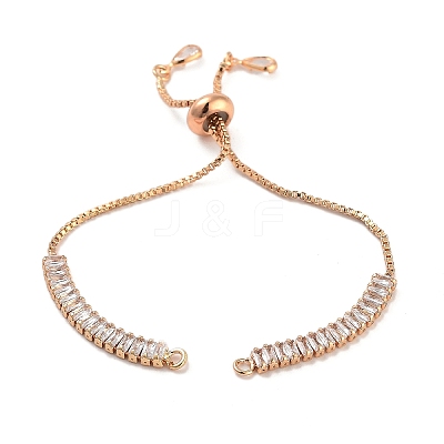 Brass Pave Clear Cubic Zirconia Rectangle Slider Bracelet Making LS-BJEW-U005-01G-1
