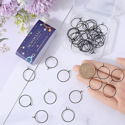 50Pcs 316L Surgical Stainless Steel Hoop Earring Findings STAS-SC0007-28-1