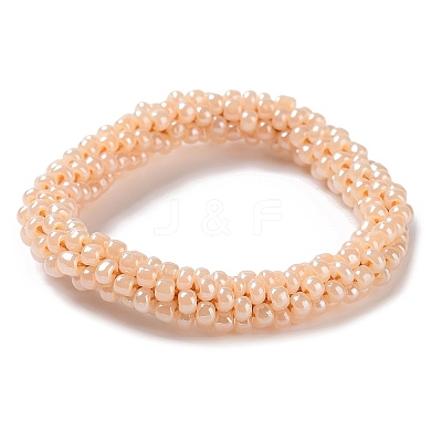 Crochet Glass Beads Braided Stretch Bracelet BJEW-K232-01M-1