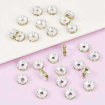 Brass Grade A Rhinestone Spacer Beads RB-A014-Z8mm-13S-1