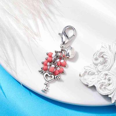 Baking Paint Glass Seed Pendant Decorations HJEW-MZ00040-01-1