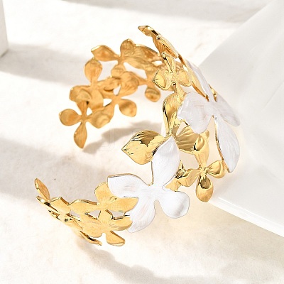 304 Stainless Steel Cuff Bangles for Women BJEW-F509-03D-G-1