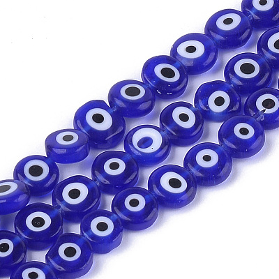 Handmade Evil Eye Lampwork Beads Strands LAMP-S191-02B-03-1