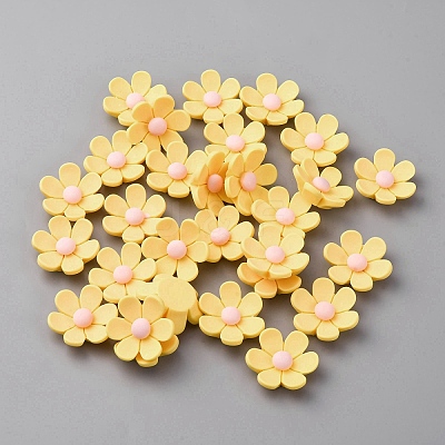 Opaque Resin Flower Cabochons CRES-WH0010-053A-03-1