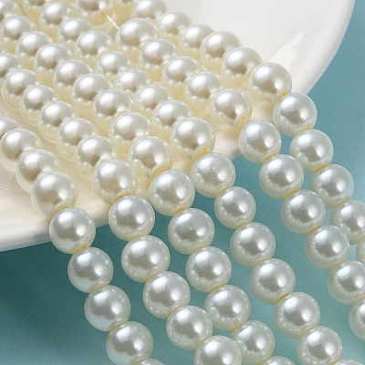 Baking Paint Pearlized Glass Pearl Round Bead Strands X-HY-Q330-8mm-02-1