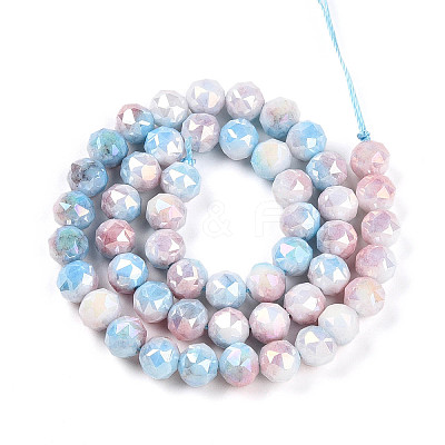 Anti-Tarnish Electroplate Glass Beads Strands GLAA-N010-8mm-04-1