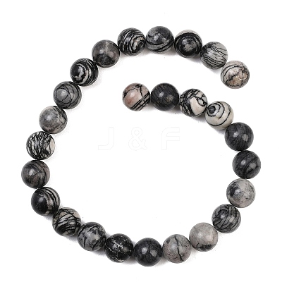 Natural Black Netstone Beads Strands G-L648-A11-16mm-1