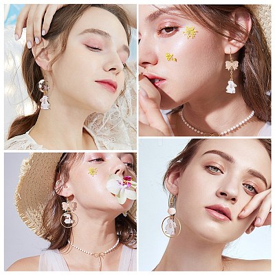 Rabbit Theme Dangle Earring DIY Making Kit DIY-SC0017-56-1
