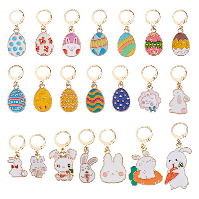 Easter Rabbit & Egg Alloy Enamel Locking Stitch Markers HJEW-GO00108-1