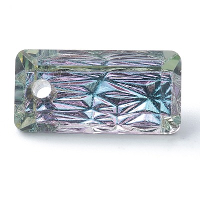Embossed Glass Rhinestone Pendants GLAA-J101-07A-001VL-1